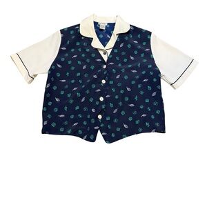 🌀 Vintage Koret Printed Button Front Blouse Fits Large 🌀